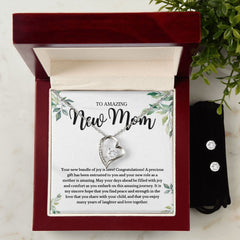 To Amazing new mom Forever Love Necklace and Cubic Zirconia Earring Set