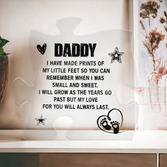 Daddy - newborn little feet Acrylic Puzzle Plaque,  Fathers Day Gift