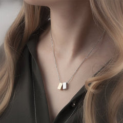 Step Mom Gift, Gift for Other Mom, Cube Necklace Jewelry Gift for Mothers Day 1 Silver & 1 Rose Gold