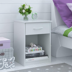 Nightstand with Drawer, White