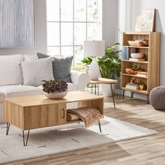 Hairpin Leg Square Side Table, Oak