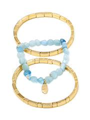 Scoop Women's Faux Pearl &14K Gold Flash-Plated Stretch Bracelet, 3-Piece Set