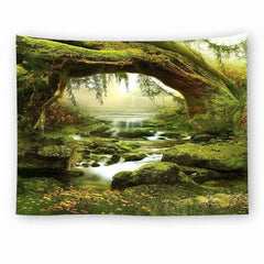 Art Mystic Trees & River Print Tapestry Wall Decor