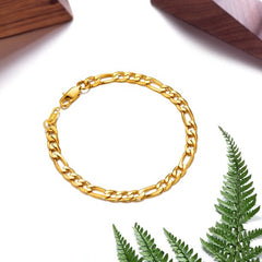 Gold Stainless Bracelet Men Bracelet Gold Wrist Chain Bracelet 7.5" Gold