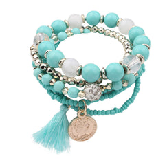 1 Set Stretch Acrylic Beaded Bohemian Women Bracelet Bangle
