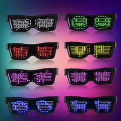 Pink LED Customizable Bluetooth Glasses for Party, APP Control LED Display Smart Glasses, USB Rechargeable