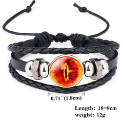 Glow In The Dark Bracelet Evil Blue Eye Glass Dome Leather Fashion punk Bracelet