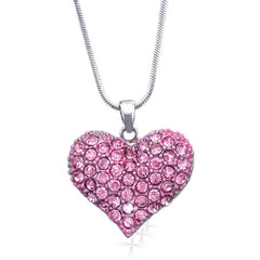 Pink Small Heart Crystal Pave Pendant Necklace Valentine's Day w/ GIFT BOX - Walmart.com