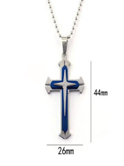 Men Stainless Steel Cross Pendant Necklace Chain