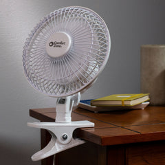 6" 2-Speed Portable, Desk Fan W/Clip, Adjustable Tilt, Rotates 360, White