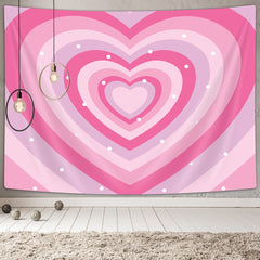 Cute Pink Aesthetic Tapestry For Girls Bedroom Decoration