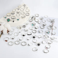 72Pcs Vintage Knuckle Joint Stackable Midi FingerRings Set