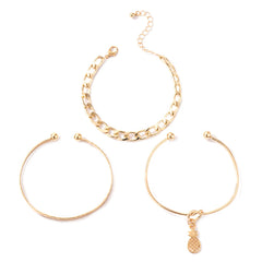 3 Sets Fine Artistic Unique Open Ended Alloy Bangle for Women