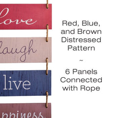 Large Hanging Wall Sign: Rustic Wooden Decor (Home, Family, Love, Laugh, Live, Happiness) Hanging Wood Wall Decoration (11.75" x 32")