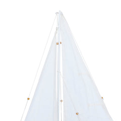 17"W, 26"H Wood Coastal Sailboat Sculpture, Dark Brown