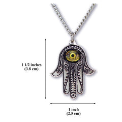 Lucky Hamsa Hand Amulet with Green Eye Pendant Necklace  for Men/Women