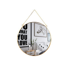 Hanging Wall Circle Mirror Decor Gold Round Mirror w/ Chain for Bathroom 11.8"