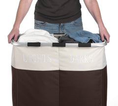 Fabric Two Compartment Laundry Hamper, Espresso