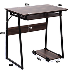 Computer Desk w/ Pull-out Keyboard Tray -Brown