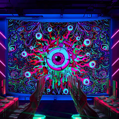 Mushroom UV Eyes Colorful Neon Tapestries Glow in The Dark51.2 x 59.1 inches