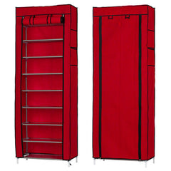 Portable Shoe Rack 9 Shelf Storage Closet Home Organizer Cabinet with Cover
