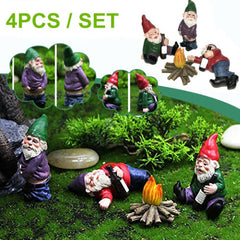 4PCS Fairy Garden Gnomes Accessories My Little Friend Drunk Gnome Dwarfs Gift