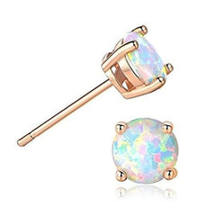 925 Sterling Silver CZ Stud Earrings Cubic Zirconia Opal Women 4PC Set