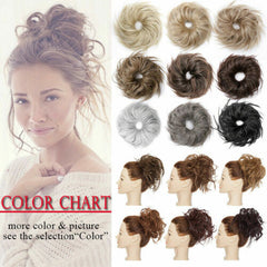 Natural Curly Messy Bun Hair Piece Scrunchie Updo Real as human Hair Extensions