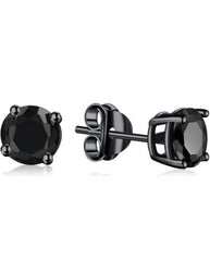Sterling Silver Stud Earrings Cubic Zirconia Round Men Women 2PC Earrings Set