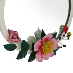 Home and Office Decor Off White Handcrafted Decorations Floral Wall Mirror
