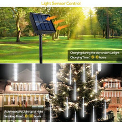 Christmas 288LED Solar Meteor Shower Rain String Lights Party Garden Tree Decor