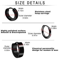 15 Pairs Earrings Men Women Stainless Steel Cross Stud Hoop Set