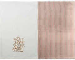 2 Piece Set All Is MERRY and BRIGHT Christmas Kitchen Towels 100% Cotton
