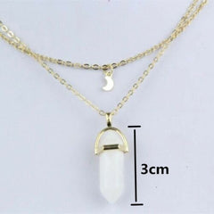 Fashion Jewelry Natural Black White Stone Choker Necklace Women Gold Color Moon