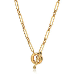 Womens Gold Cable Chain Choker Necklace Bracelet Jewelry Set Stainless Steel