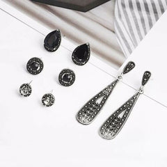 4Pairs Women Crystal Bohemian Earring Set Stud Earrings Women