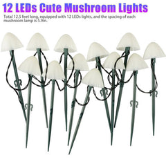 Solar LED Mushroom String Fairy Lights Outdoor